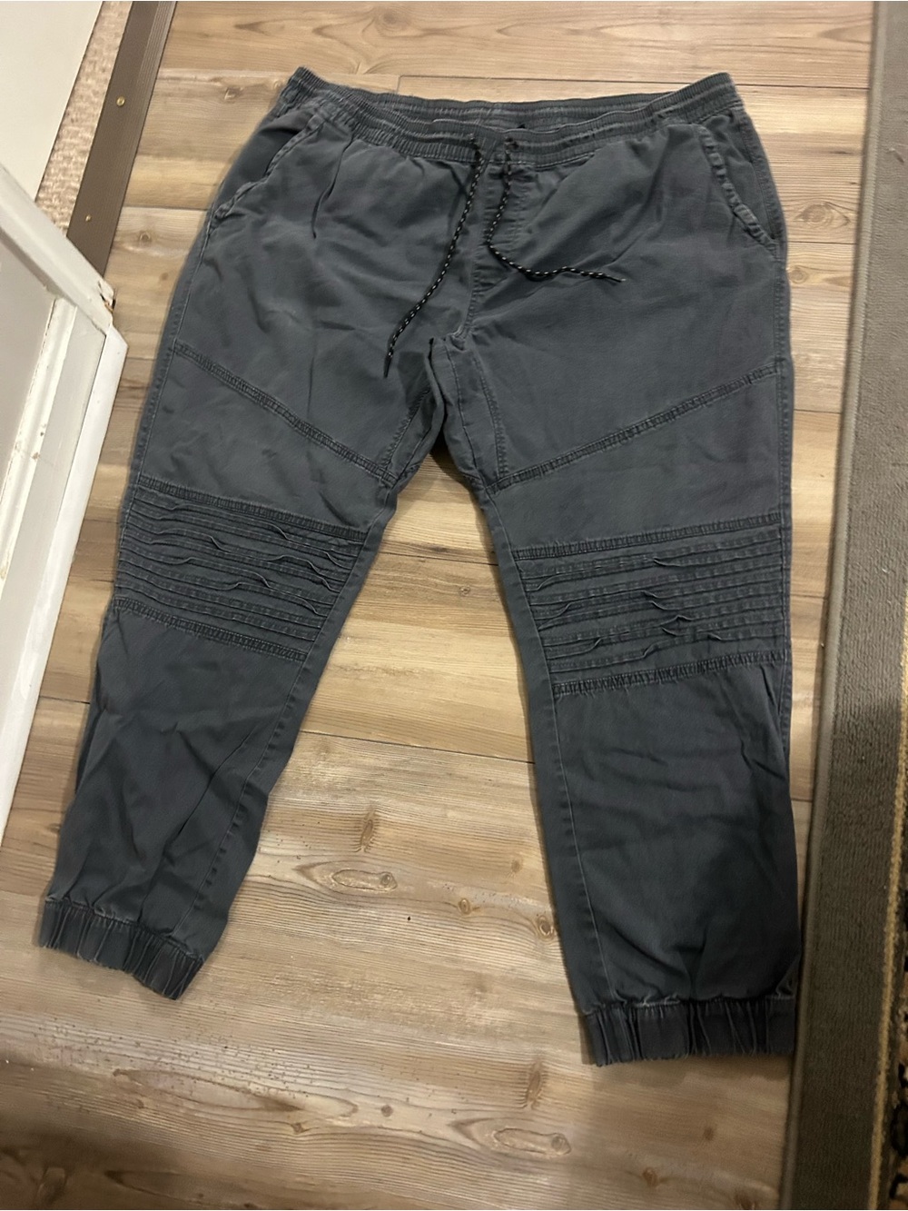 No Boundaries- Charcoal Jogger Pants with Ribbed Knee Detailing